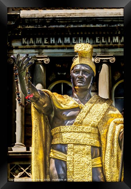 King Kamehameha Statue State Government Building Honolulu Oahu H Framed Print by William Perry