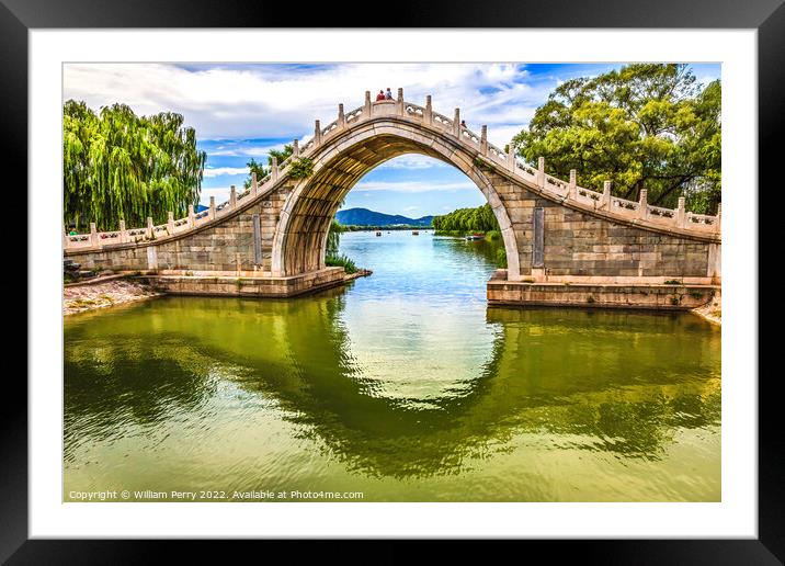 Moon Gate Bridge Reflection Summer Palace Beijing China Framed Mounted Print by William Perry