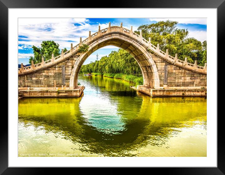 Moon Gate Bridge Reflection Summer Palace Beijing China Framed Mounted Print by William Perry