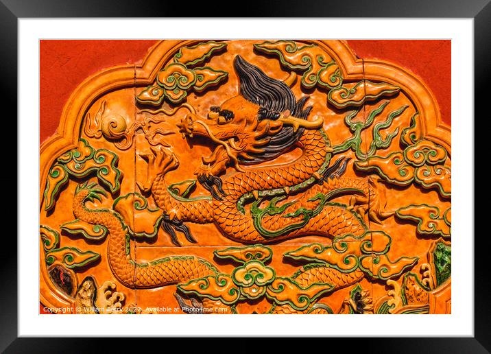 Dragon Ceramic Decoration Forbidden City Beijing China Framed Mounted Print by William Perry
