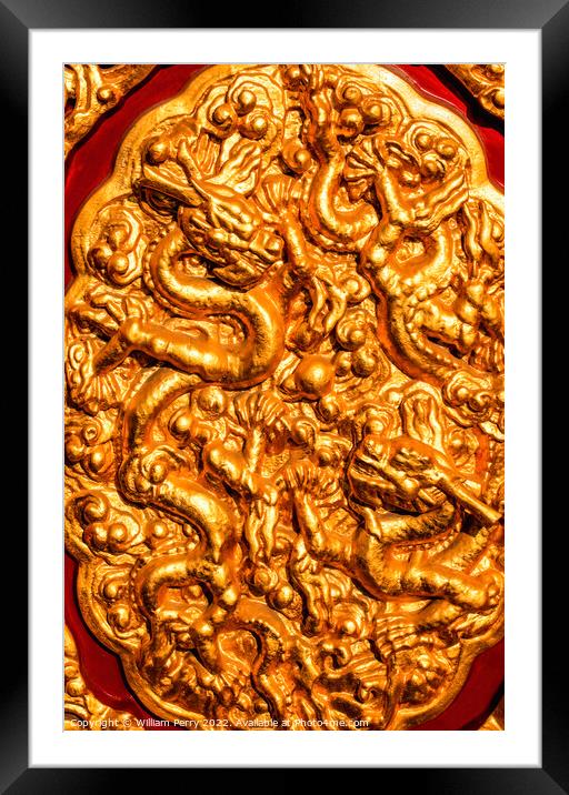 Golden Dragons Decoration Forbidden City Palace Be Framed Mounted Print by William Perry