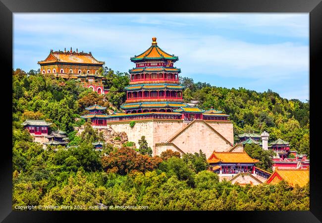 Longevity Hill Buddha Tower Summer Palace Beijing China Framed Print by William Perry