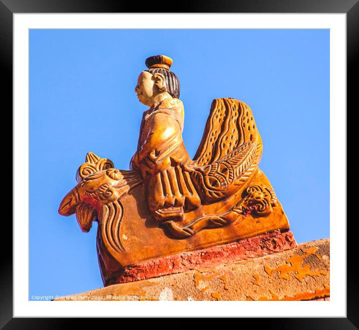 Roof Figurine Yellow Roof Forbidden City Palace Beijing China Framed Mounted Print by William Perry