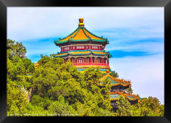 Longevity Hill Pagoda Buddha Tower Summer Palace Beijing China Framed Print by William Perry