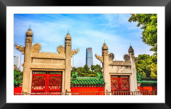Red Stone Gate Temple of Sun Skyscraper Beijing China Framed Mounted Print by William Perry