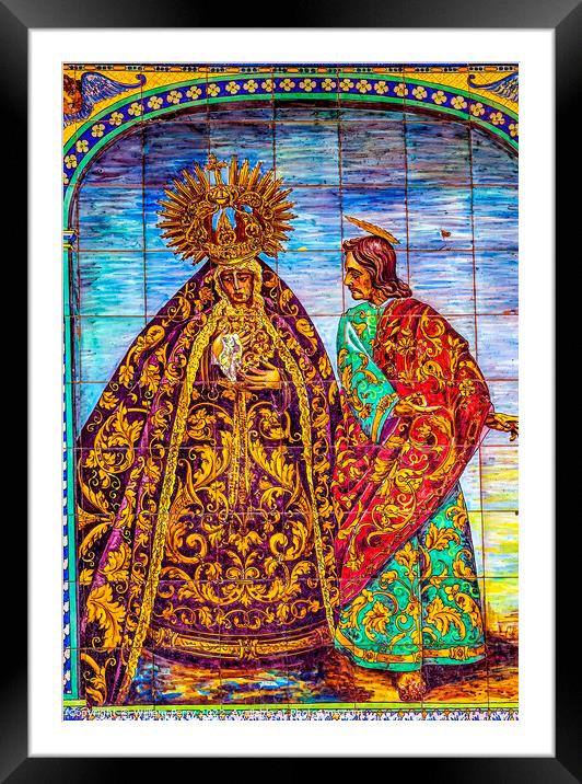 Mary Sorrows Jesus Street Ceramic Mosaic Seville Spain Framed Mounted Print by William Perry