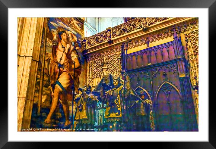 Statues Christopher Columbus Tomb Seville Cathedral Spain Framed Mounted Print by William Perry
