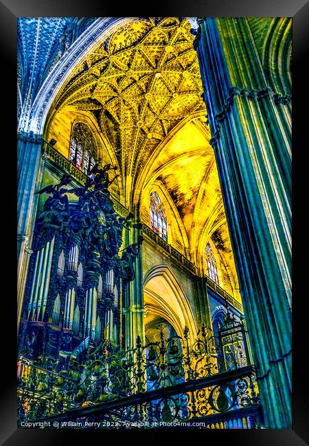 Columns Organ Basilica Seville Cathedral Spain Framed Print by William Perry