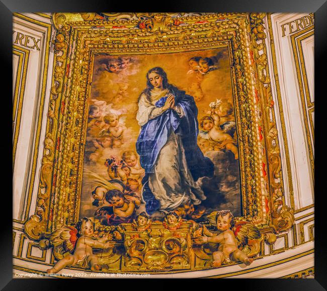 Virgin Mary Heaven Painting Seville Cathedral Spain Framed Print by William Perry