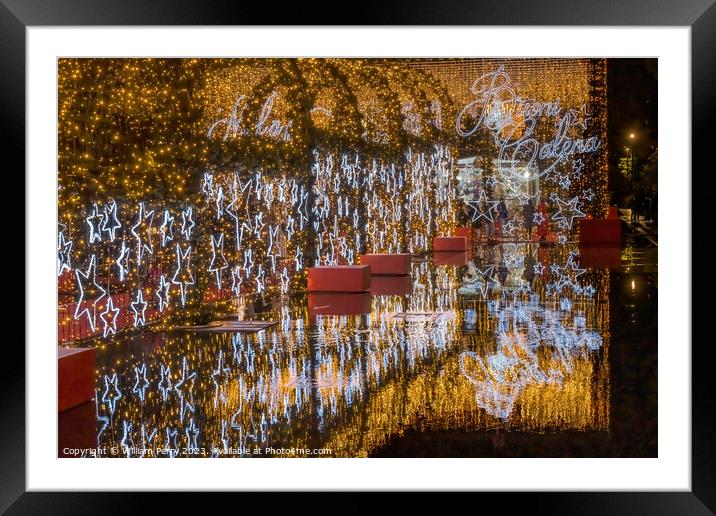 Christmas Star Lights Decorations Illuminated Exhibit Cityscape  Framed Mounted Print by William Perry