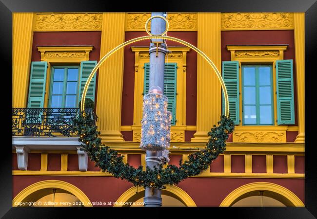 Christmas Candle Decorations Street Cityscape Nice France Framed Print by William Perry