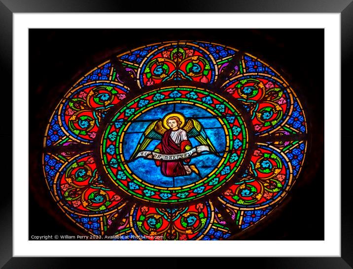 Angel Stained Glass Notre Dame de Nice Church Nice France Framed Mounted Print by William Perry