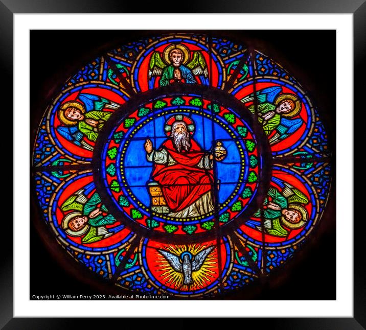 God Angels Stained Glass Notre Dame Church Nice France Framed Mounted Print by William Perry
