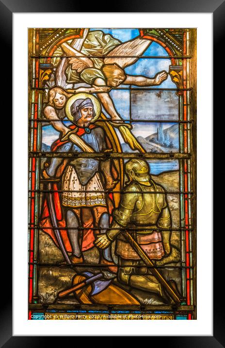 Saint Wenceslaus Bohemia Stained Glass Notre Dame Nice France Framed Mounted Print by William Perry