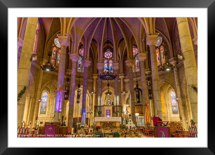 Christmas Decorations Creche Basilic Altar Notre Dame Church Nic Framed Mounted Print by William Perry