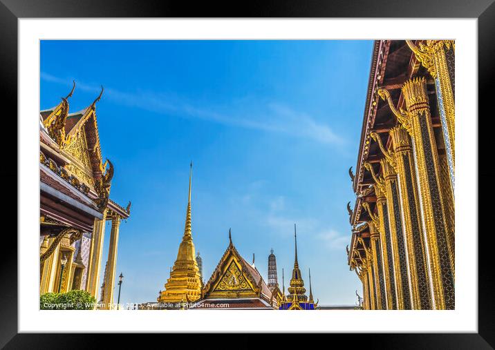 Courtyard Emerald Buddha Temple Grand Palace Bangkok Thailand Framed Mounted Print by William Perry