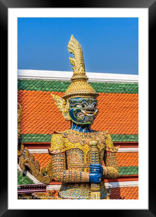 Blue Guardian Grand Palace Bangkok Thailand Framed Mounted Print by William Perry