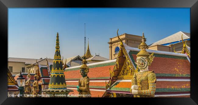 Colorful Guardians Grand Palace Bangkok Thailand Framed Print by William Perry
