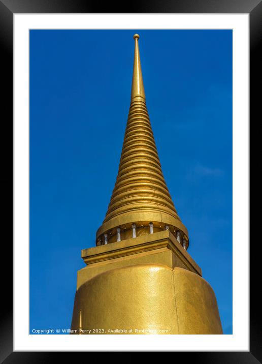Gold Pagoda Chedi Grand Palace Bangkok Thailand Framed Mounted Print by William Perry