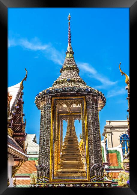 Small Gold Shrine Grand Palace Bangkok Thailand Framed Print by William Perry
