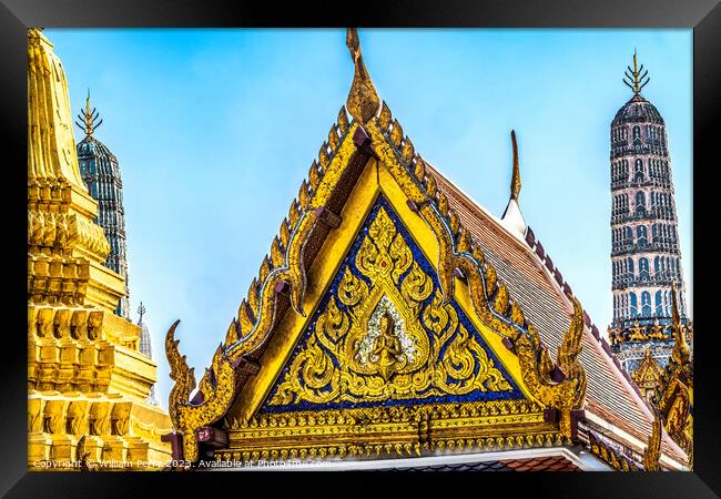 Praying Buddha Facade Grand Palace Bangkok Thailand Framed Print by William Perry