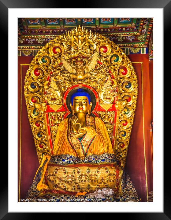 Buddha Hands Yonghe Gong Buddhist Temple Beijing China Framed Mounted Print by William Perry