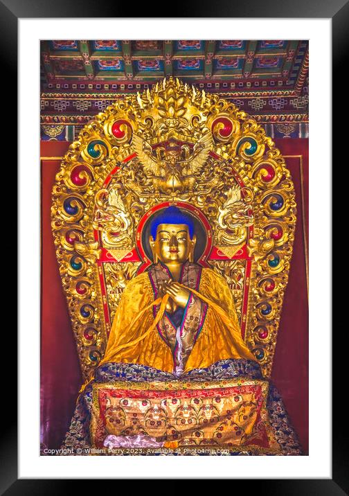 Buddha Yonghe Gong Buddhist Temple Beijing China Framed Mounted Print by William Perry