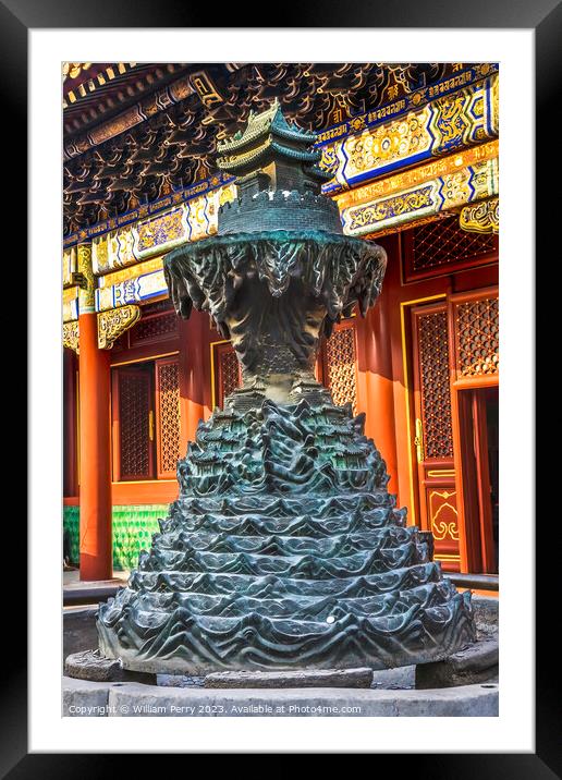 Buddhist Hell Bronze Statue Yonghe Gong Temple Beijing China Framed Mounted Print by William Perry