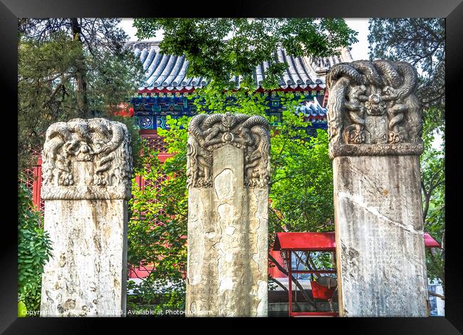 Chinese Grave Markers Niu Jie Mosque Beijing China  Framed Print by William Perry