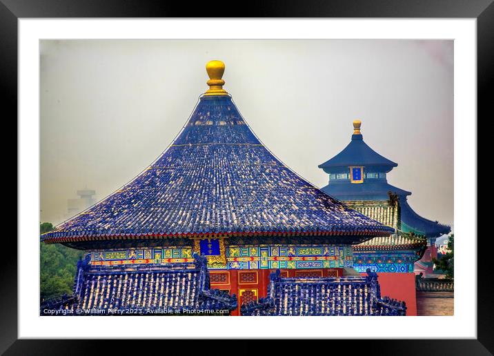 Imperial Vault Prayer Hall Temple of Heaven Beijing China Framed Mounted Print by William Perry