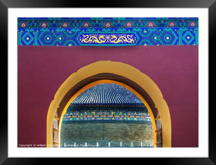Gate Details Imperial Vault Temple of Heaven Beijing China Framed Mounted Print by William Perry