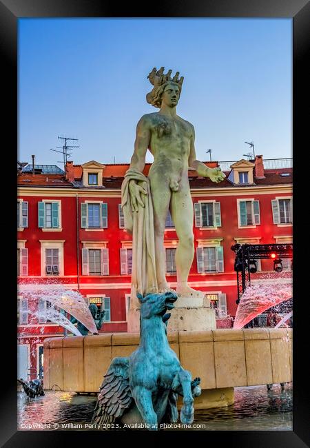Apollo Statue Sun Fountain Plaza Massena Cityscape Nice France Framed Print by William Perry