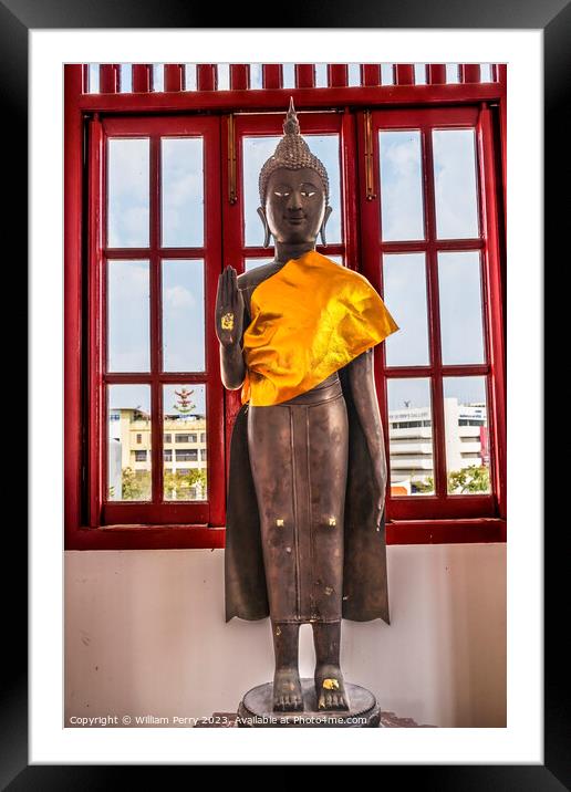 Standing Buddha Loha Prasat Hall Wat Ratchanaddaram Worawihan Ba Framed Mounted Print by William Perry