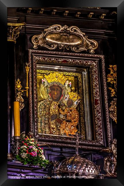 Real Black Madonna Virgin Mary Icon Jasna Gora Poland Framed Print by William Perry