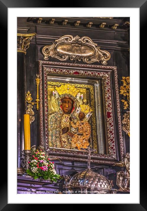 Real Black Madonna Virgin Mary Icon Jasna Gora Poland Framed Mounted Print by William Perry