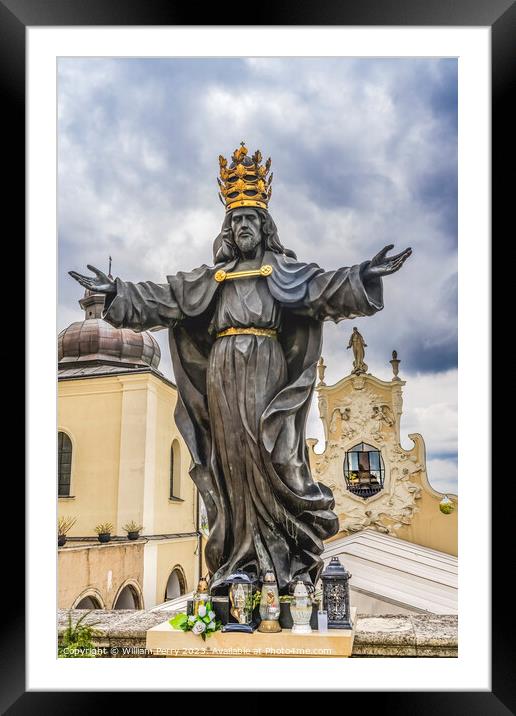 Christ King Statue Jasna Gora Monastery Czestochowy Poland Framed Mounted Print by William Perry