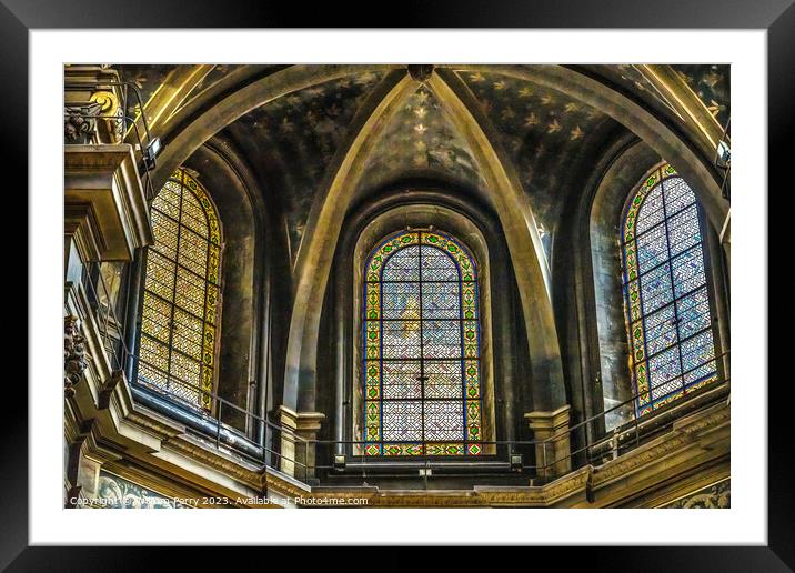 Stained Glass Hospital Hotel -Dieu Chapel Basilica Lyon France Framed Mounted Print by William Perry