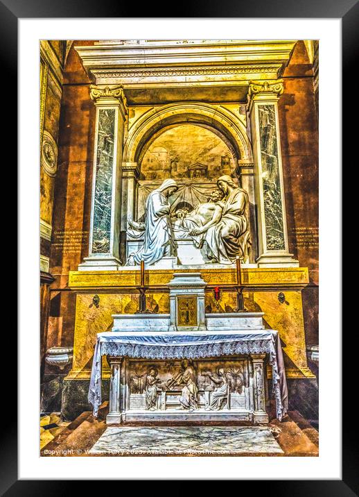 Raising Lazarus Statue Hospital Hotel -Dieu Chapel Basilica Lyon Framed Mounted Print by William Perry