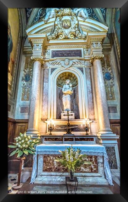 Mary Jesus Statue Hotel -Dieu Chapel Basilica Lyon France Framed Print by William Perry