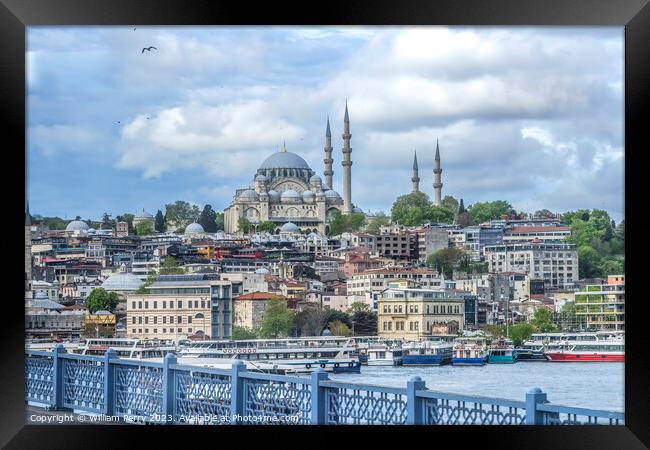 Bridge Blue Mosque Bosphorus Istanbul Turkey Framed Print by William Perry