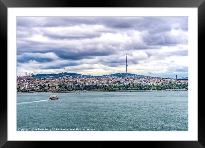 Ferry Boat Asia Bosphorus Istanbul Turkey Framed Mounted Print by William Perry
