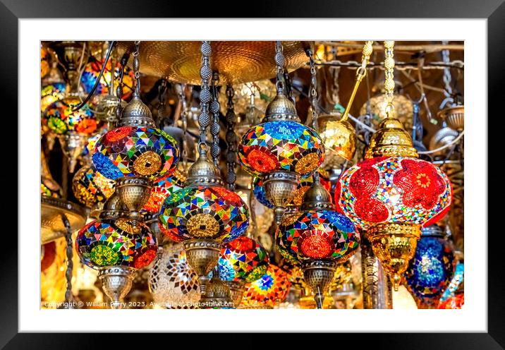 Colorful Turkish Mosaic Lamps Grand Bazaar Istanbul Turkey Framed Mounted Print by William Perry