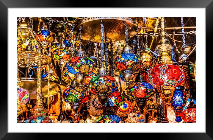 Colorful Turkish Lamps Grand Bazaar Istanbul Turkey Framed Mounted Print by William Perry