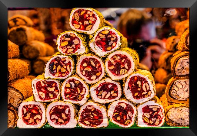 Colorful Turkish Delight Dessert Grand Bazaar Istanbul Turkey Framed Print by William Perry