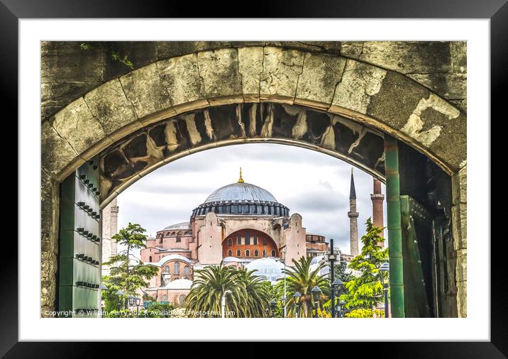 Arch Ancient Door Hagia Sophia Mosque Dome Minarets Istanbul Tur Framed Mounted Print by William Perry