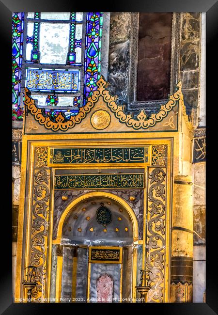Prayer Site Mikvah Hagia Sophia Mosque Basilica Istanbul Turkey Framed Print by William Perry