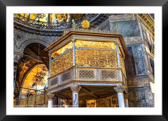 Golden Balcony Hagia Sophia Mosque Basilica Istanbul Turkey Framed Mounted Print by William Perry