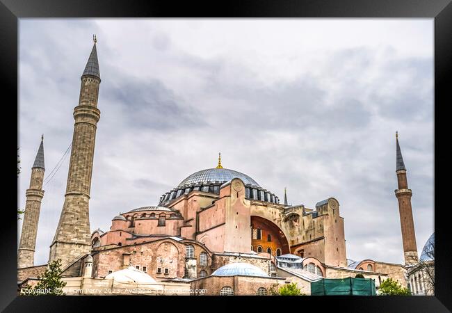 Hagia Sophia Mosque Dome Minarets Istanbul Turkey Framed Print by William Perry