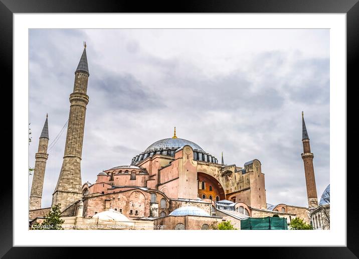 Hagia Sophia Mosque Dome Minarets Istanbul Turkey Framed Mounted Print by William Perry