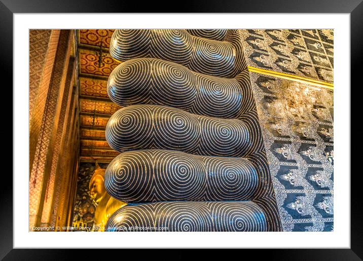  Reclining Buddha Feet Wat Pho Bangkok Thailand Framed Mounted Print by William Perry